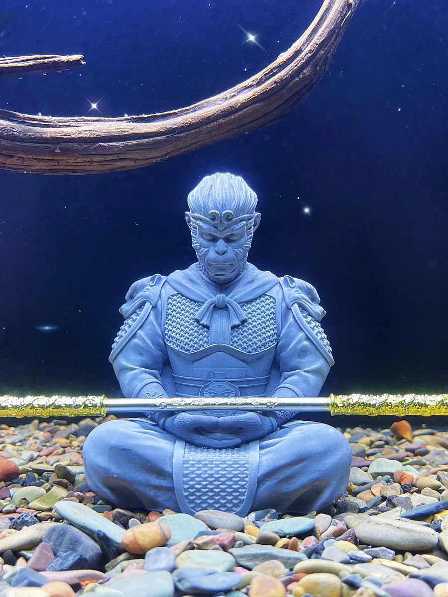 Fish tank landscape Sun Wukong battle Buddha decoration micro landscape decoration submerged small stone Zen decoration Oasis Select