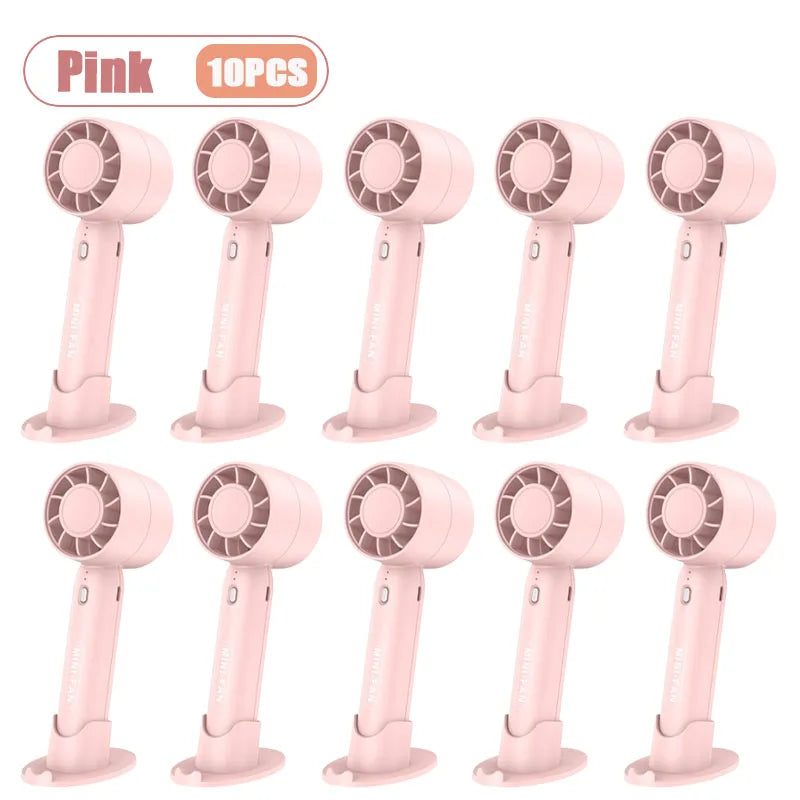 Mini USB Handheld Fan Portable Rechargeable Small Desk Fan for Students Office Travel Personal Cooling Breeze Quiet 3 Speed Oasis Select Pink-10PCS