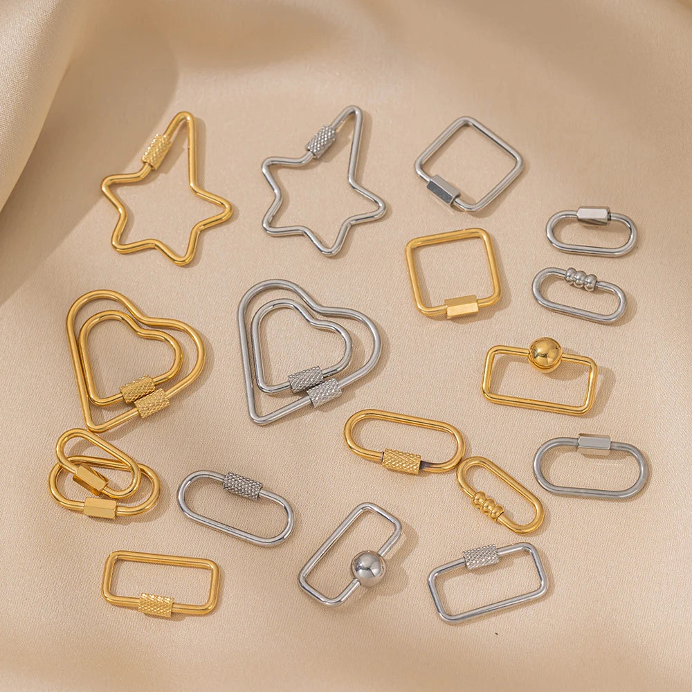 5pcs/Lot Stainless Steel Fastener Carabiner Screw Clasps Connectors For DIY Neckalce Bracelet Keychain Jewelry Making Supplies Oasis Select