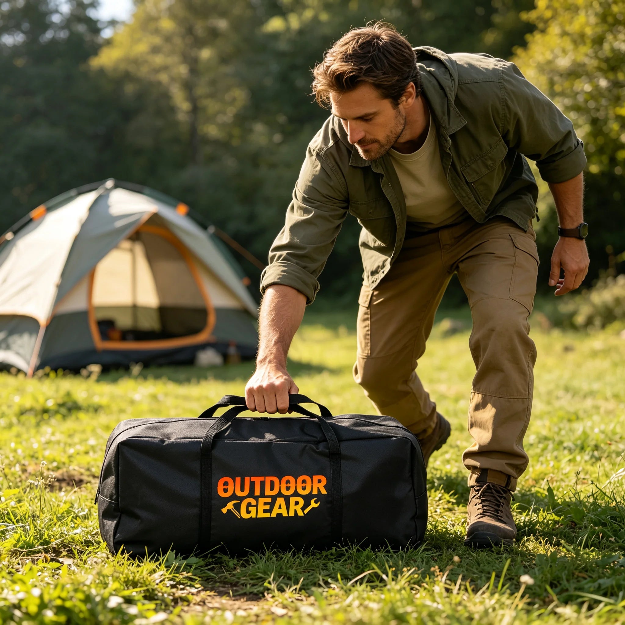 600D Oxford Waterproof Duffel Bag Thick Handle Outdoor Storage Bag Camping Fishing Travel Oasis Select S