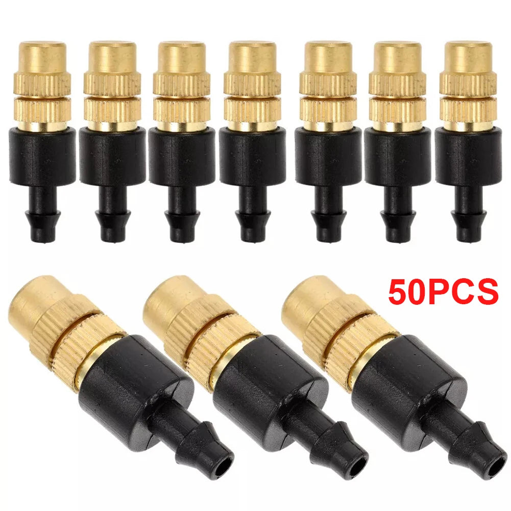 50Pcs Misting Nozzles Adjustable Brass Spray Nozzle Garden Hose Sprinkler Head Atomizing Nozzle Outdoor Garden Equipment Oasis Select United States