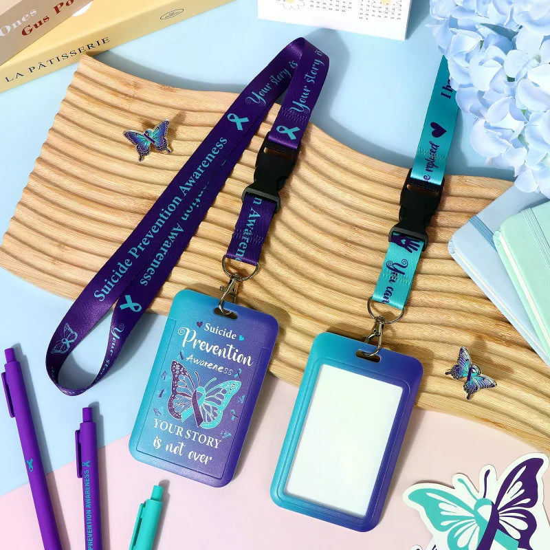 Suicide Prevention Awareness Lanyard ID Clip Purple Keychain Lanyard Accessory For Keys And ID Cards For Women Girls Teachers Oasis Select