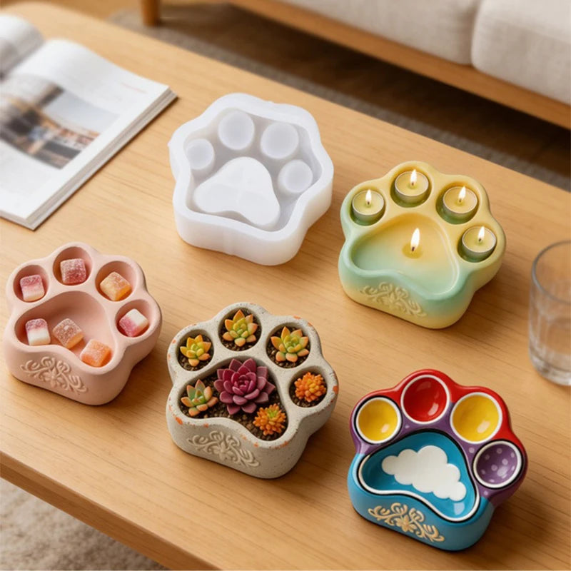 Cat Claw Flower Pot Candle Silicone Mold, Candle Jar Silicone Jewelry Box Mold, Art Casting Container Jewelry Box Storage Box Oasis Select