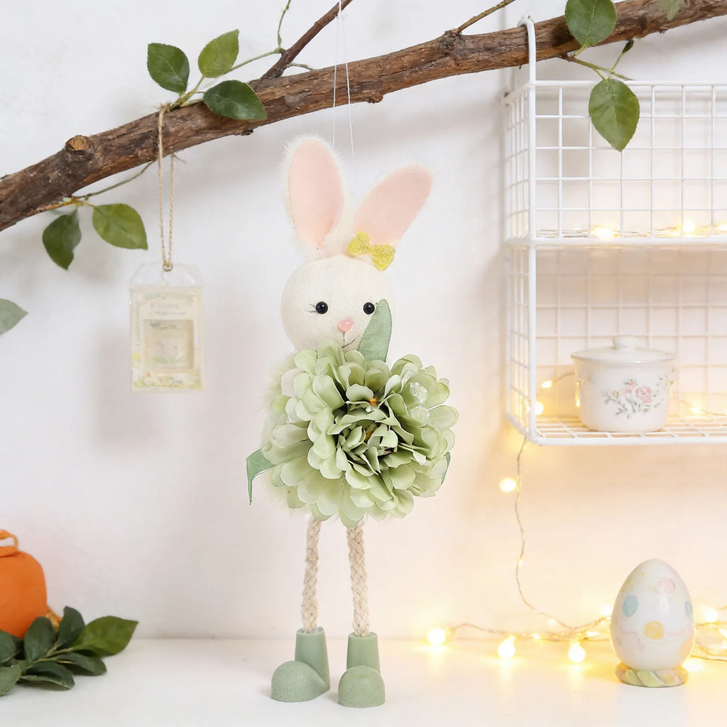 2026 New Easter Decorations 20cm Easter Rabbit with Flower Hanging Ornaments Holiday Spring Party Decorations Gifts for Kids Oasis Select