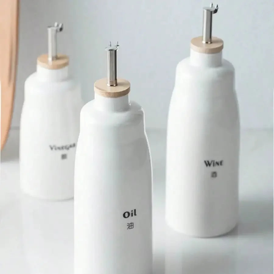 Ceramic Oil Bottle Kitchenware Oil Pot Soy Sauce Vinegar Bottle Condiment Jar Commercial Creative Light-Blocking Decanter Oasis Select