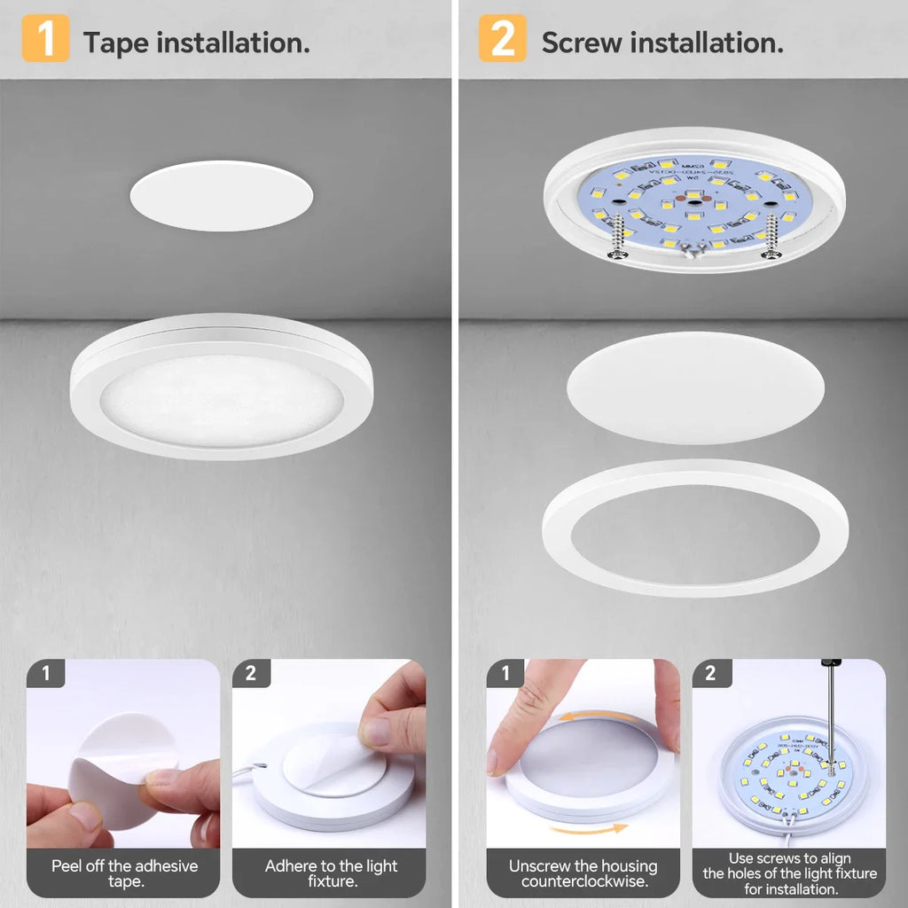1-10pcs Ceiling Panel Lights with Dimmable Touch Sensor Swtich,5W Puck Light For Cabinet Study Desk Storage Shelf Night Lighting Oasis Select