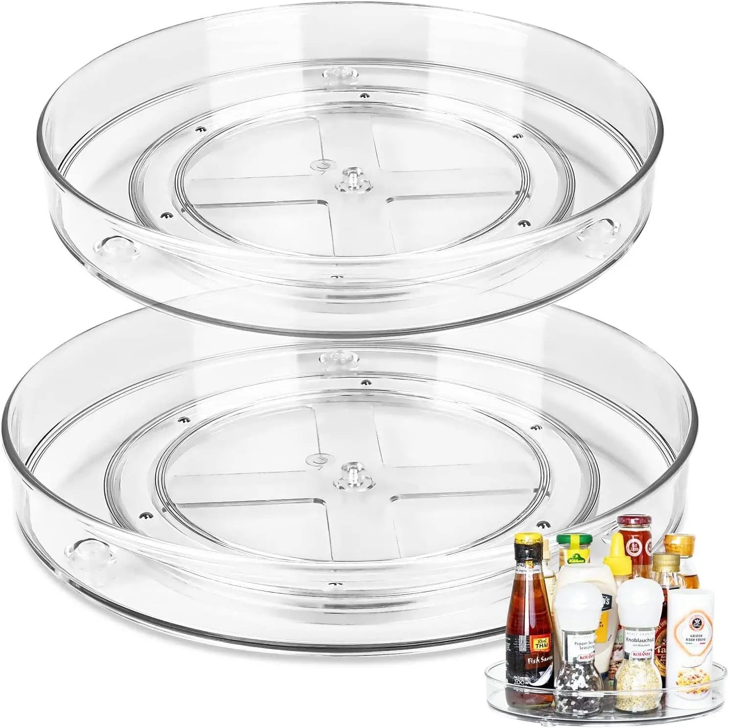 Lazy Susan Turntable Organiser,Turntable Fridge Organiser 23 cm 27 cm Spice Rack Rotatable for Kitchen Cabinet Refrigerator Oasis Select