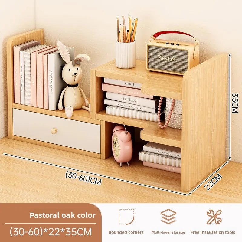 Desktop bookshelf storage shelf office storage shelf simple desk multi-layer telescopic shelf home desk small bookcase Oasis Select 17