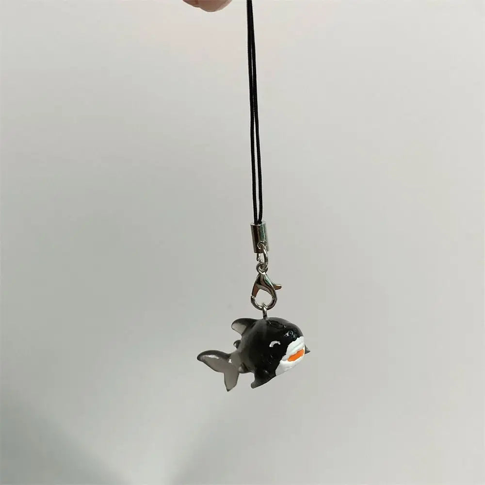 Jelly Sea Creature Phone Charms Blue Shark Sea Hare Black Whale Pink Axolotl Fish Phone Chain Cute Accessories Lanyard Keychain Oasis Select Black shark