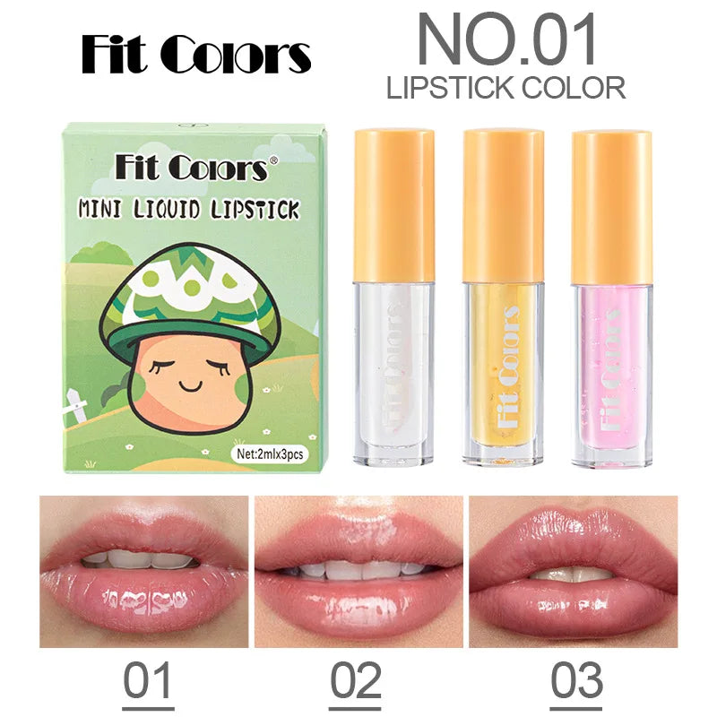 Hydrating Fruit Flavored Lip Oil 3Pcs Set With Avocado Strawberry Peach Transparent Gloss For Soft Smooth Lips Oasis Select NO.01
