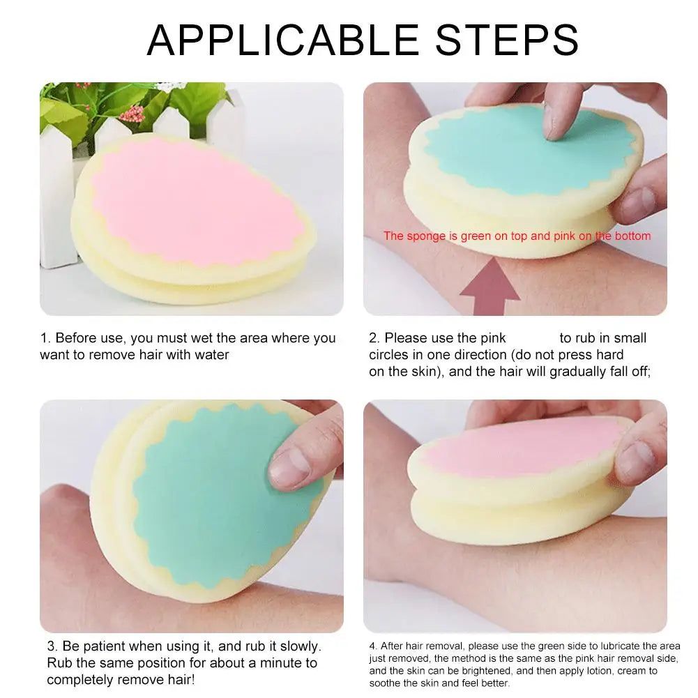 3 Pack Depilation Pads Magic Painless Sponge Hair Removal Depilation Sponge Pad Effective Epilator Facial Body Hair Remover Tool Oasis Select