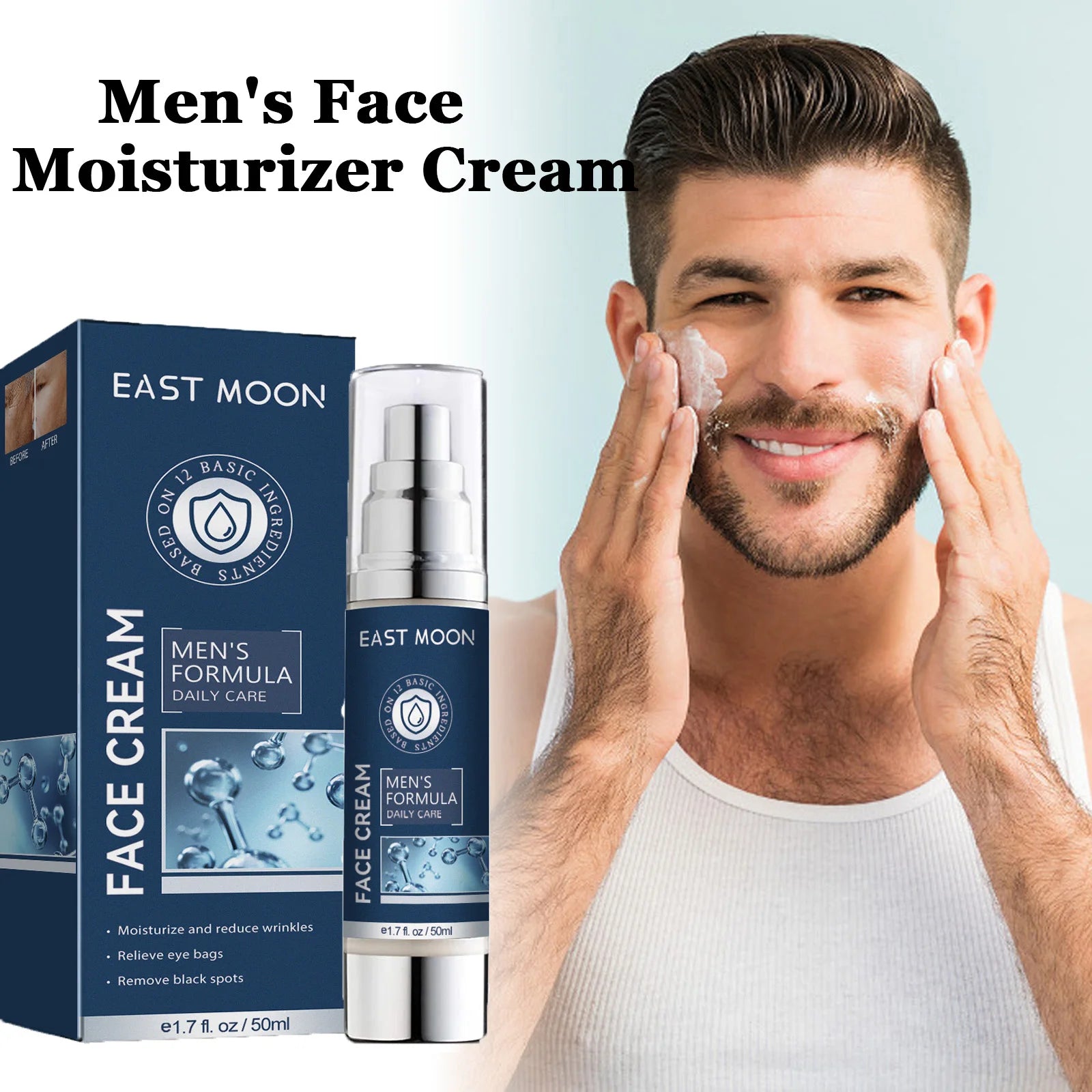 6 IN1 Men's Face Moisturizer Cream Hydrating Skin Lighten Dark Circles Anti-Puffiness Fade Fine Lines Brightening Facial Cream Oasis Select
