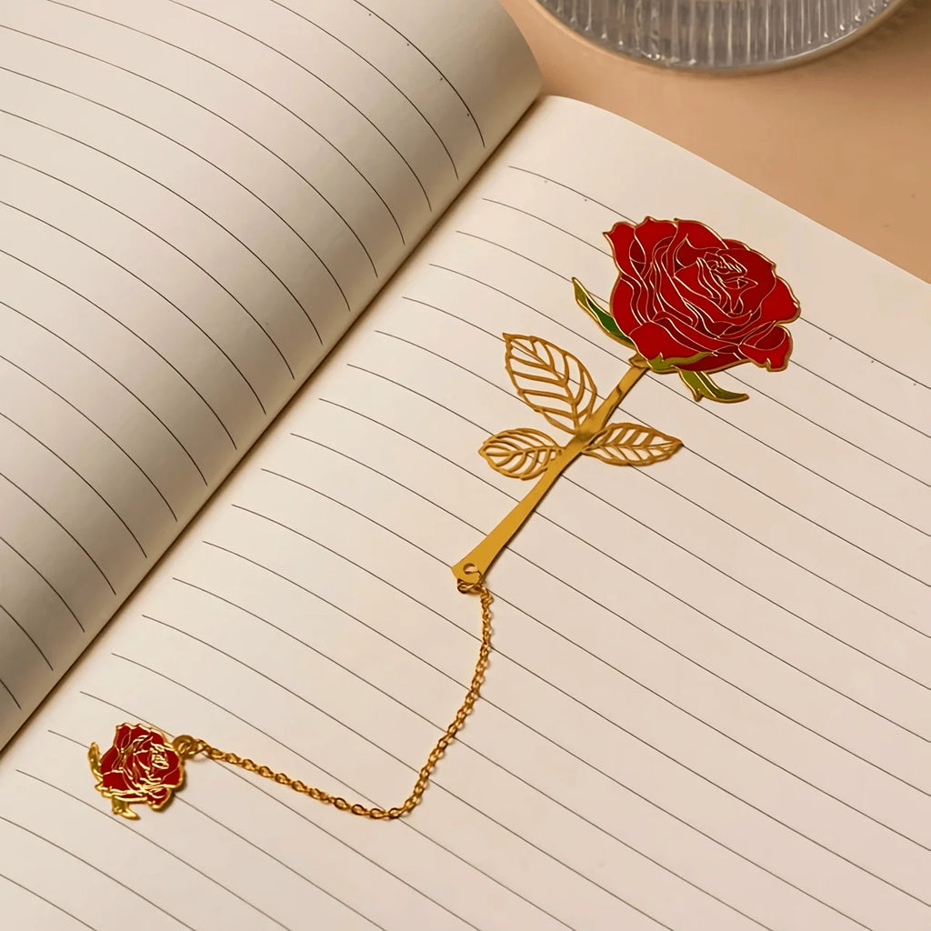 1 Piece of Exquisite Metal Rose Bookmark, Light Luxury Design Hollowed Out Bookmark, Perfect Gift for Teachers Oasis Select