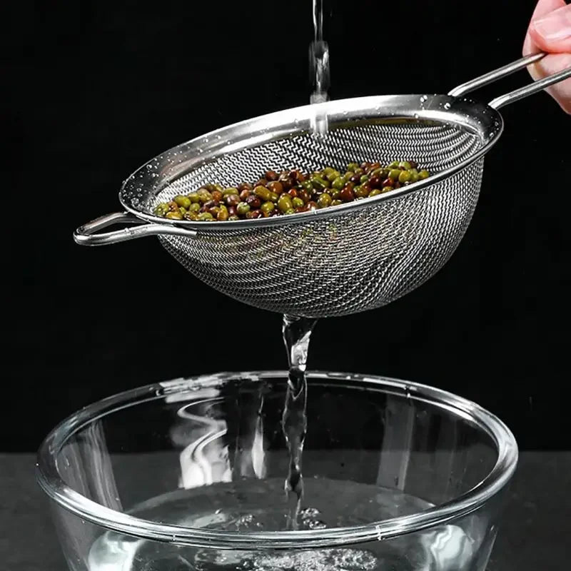 Set of 3 Stainless Steel Fine Mesh Strainers | Long Handle Mesh Strainer Set Oasis Select