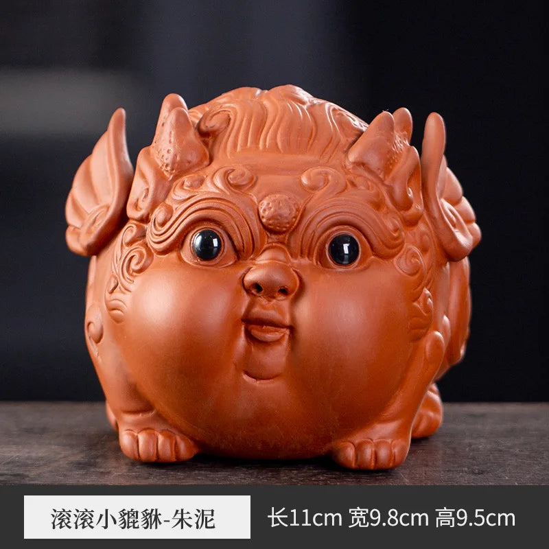 Lucky Purple Clay Cute Pixiu Tea Pet Ornament Premium Nurturable Creative Personalized Tea Play Tea Table Tea Set Accessories Oasis Select Pixiu - Zhu Ni