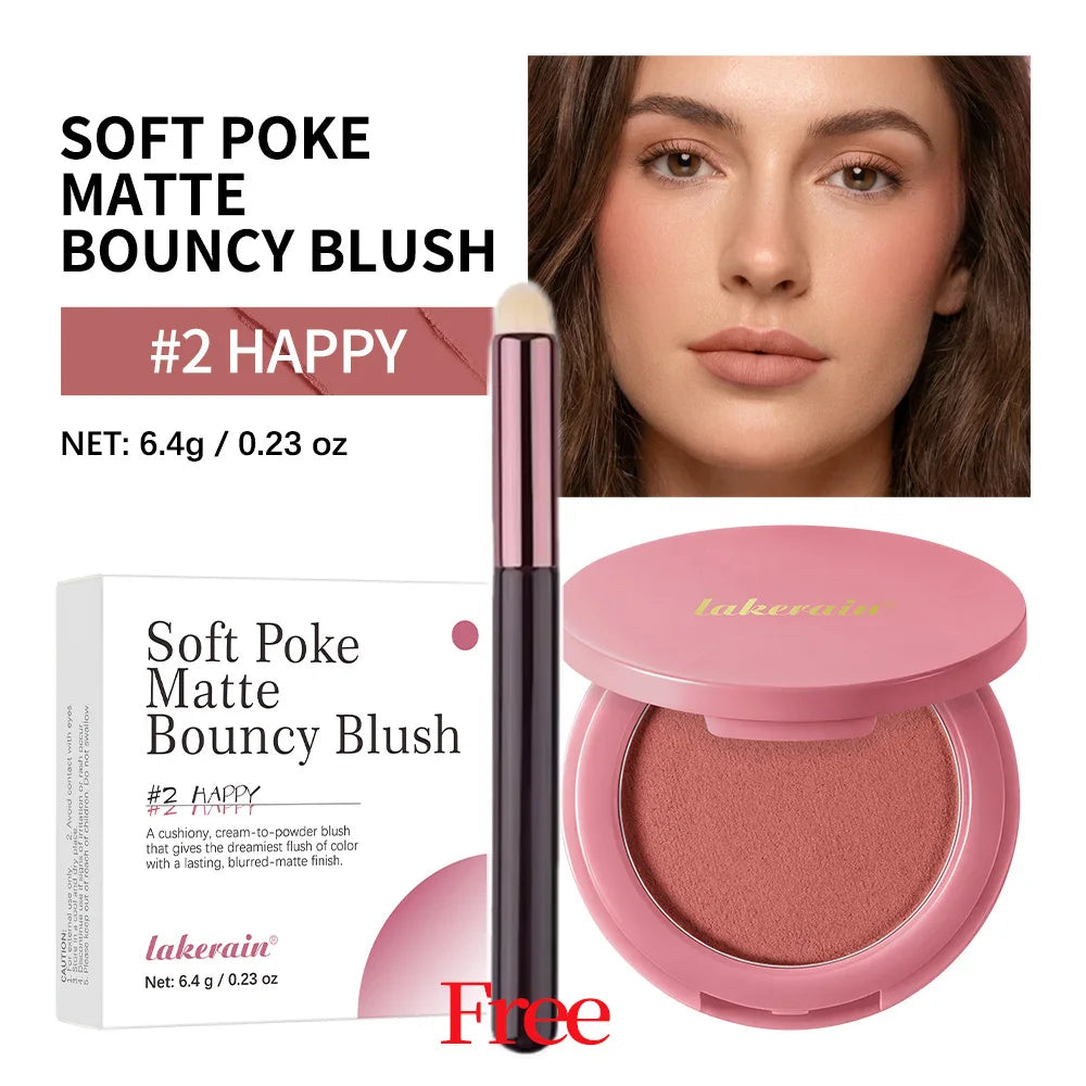 Lakerain Soft Poke Matte Blush Palette with Free Brush Matte Blush Palette Oasis Select 02 Happy
