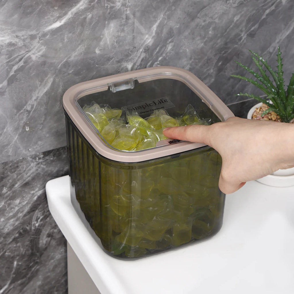 1pc acrylic transparent black elastic lid laundry gel bead bathroom jar bathroom organizer storage jar multifunctional storage Oasis Select