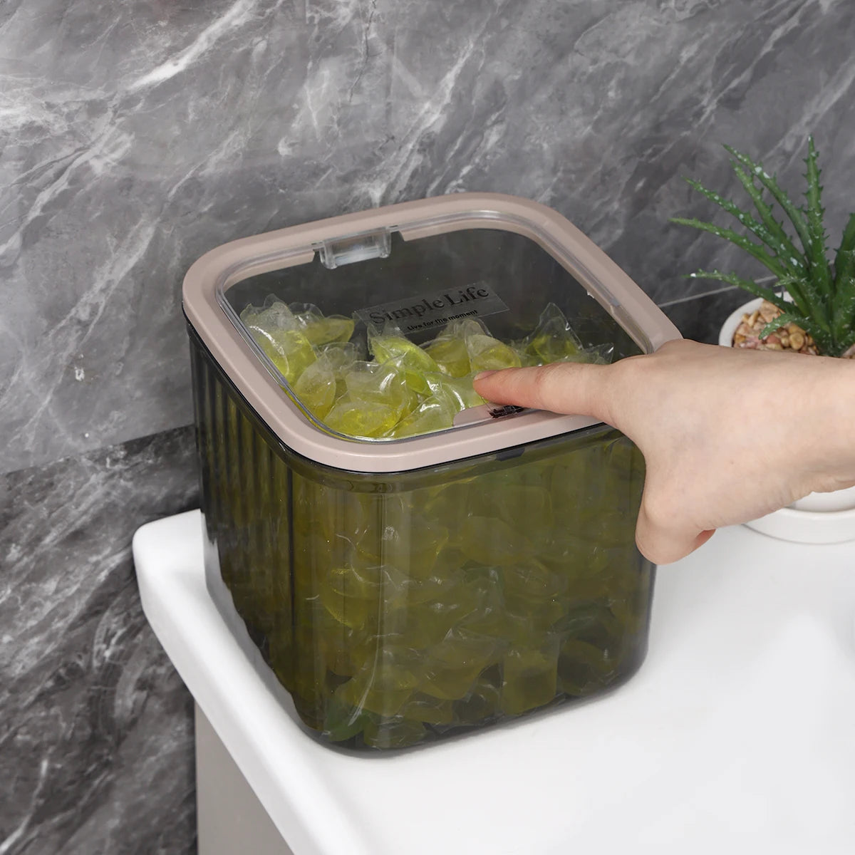 1pc acrylic transparent black elastic lid laundry gel bead bathroom jar bathroom organizer storage jar multifunctional storage Oasis Select