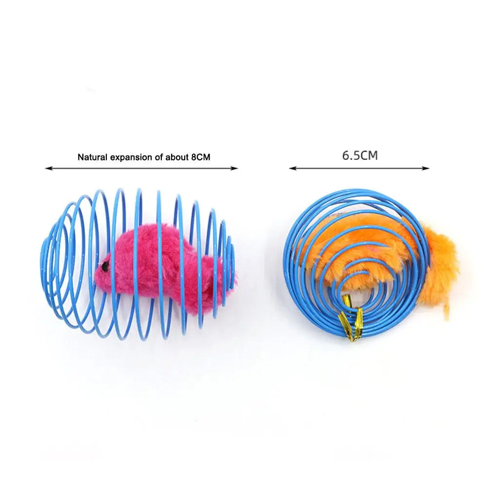 Cat Toy Balls Funny Stretchable Springs Toys Interactive Caged Rats Rolling Cat Balls Random Color Cat Mouse Toy Cat Accessories Oasis Select