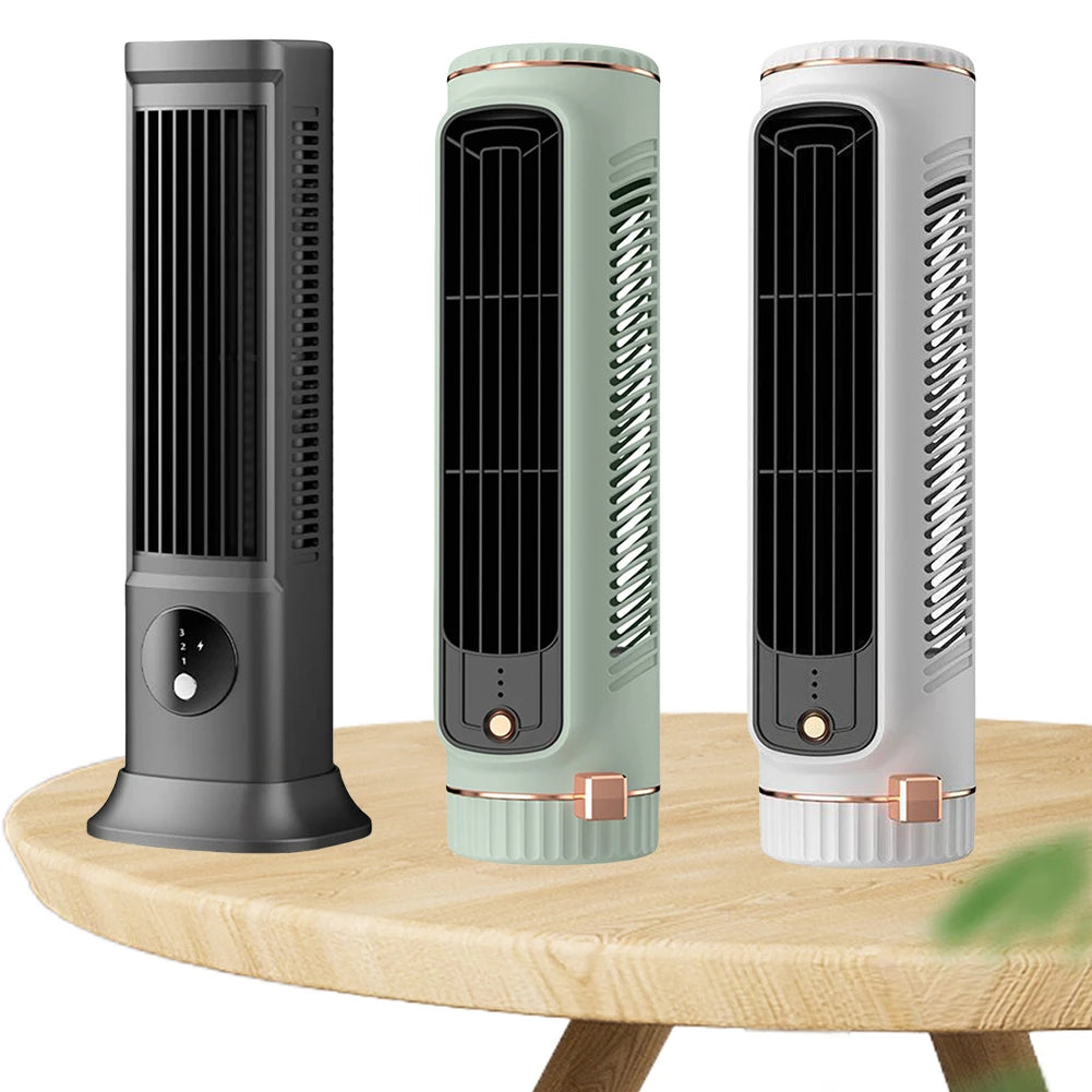 Desk Tower Fan USB Rechargeable 3 Speeds Quiet Air Cooler Summer Ventilation Fan Desktop Cooling Fan for Outdoor Camping Hiking Oasis Select