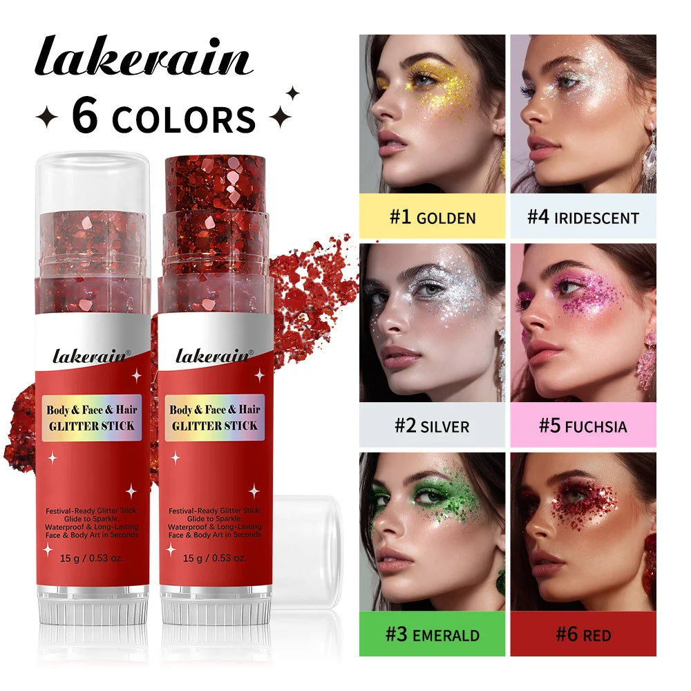 Body Shimmer Stick Glitter Glow Waterproof Long Lasting Non Sticky Smooth Rich & Dazzling Glitters Body For Festival Party Makeu Oasis Select