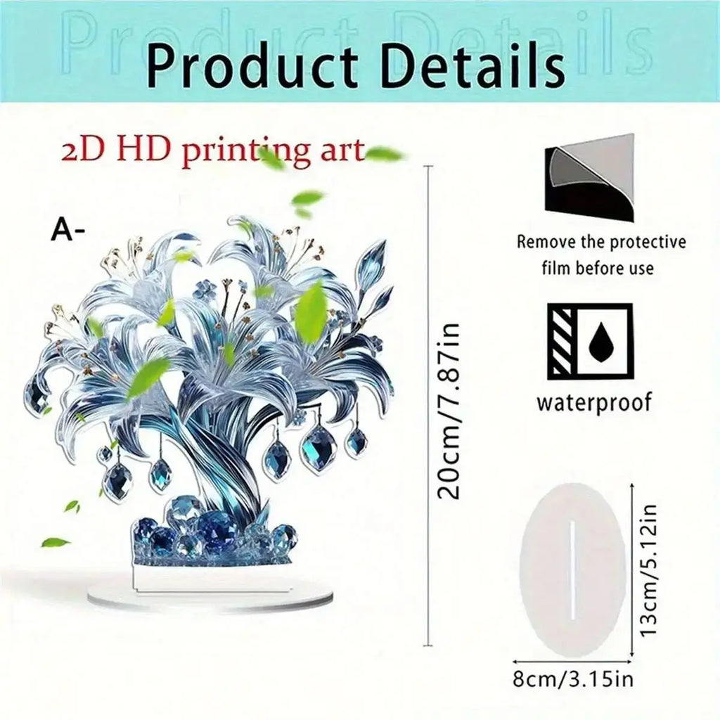 1pcs Table Crystal Flower Decoration - Modern Desktop Centerpiece, Suitable for Living Room and Office Decora Oasis Select A