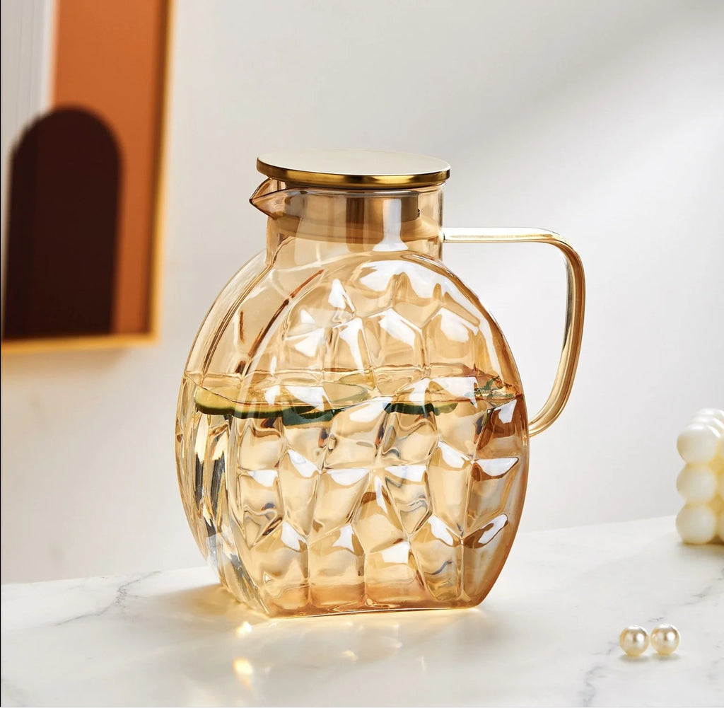 Snail Glass Pitcher 2.5L 84oz Large Iced Tea Pitcher with Handle Lids for Fridge Door Water Jug Sun Tea Bottles Cold Water Cups Oasis Select C