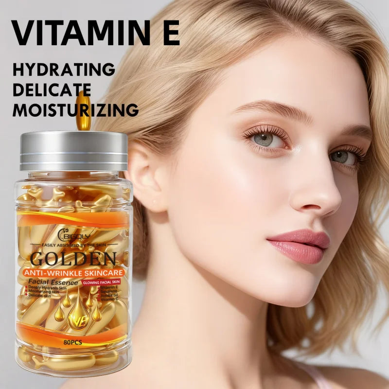 80 Facial Serum Capsules – Vitamin C, E & Squalane Anti-Wrinkle Face Serum Capsules Oasis Select