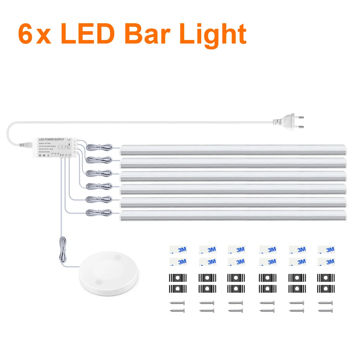 1-6pcs Kitchen LED Under Cabinet Light 12V Penetrable Touch Switch Wood Hand Scan Motion Sensor Dimmable LED Bar Night Lamp EU Oasis Select 6PCS With EU Plug White 30CM