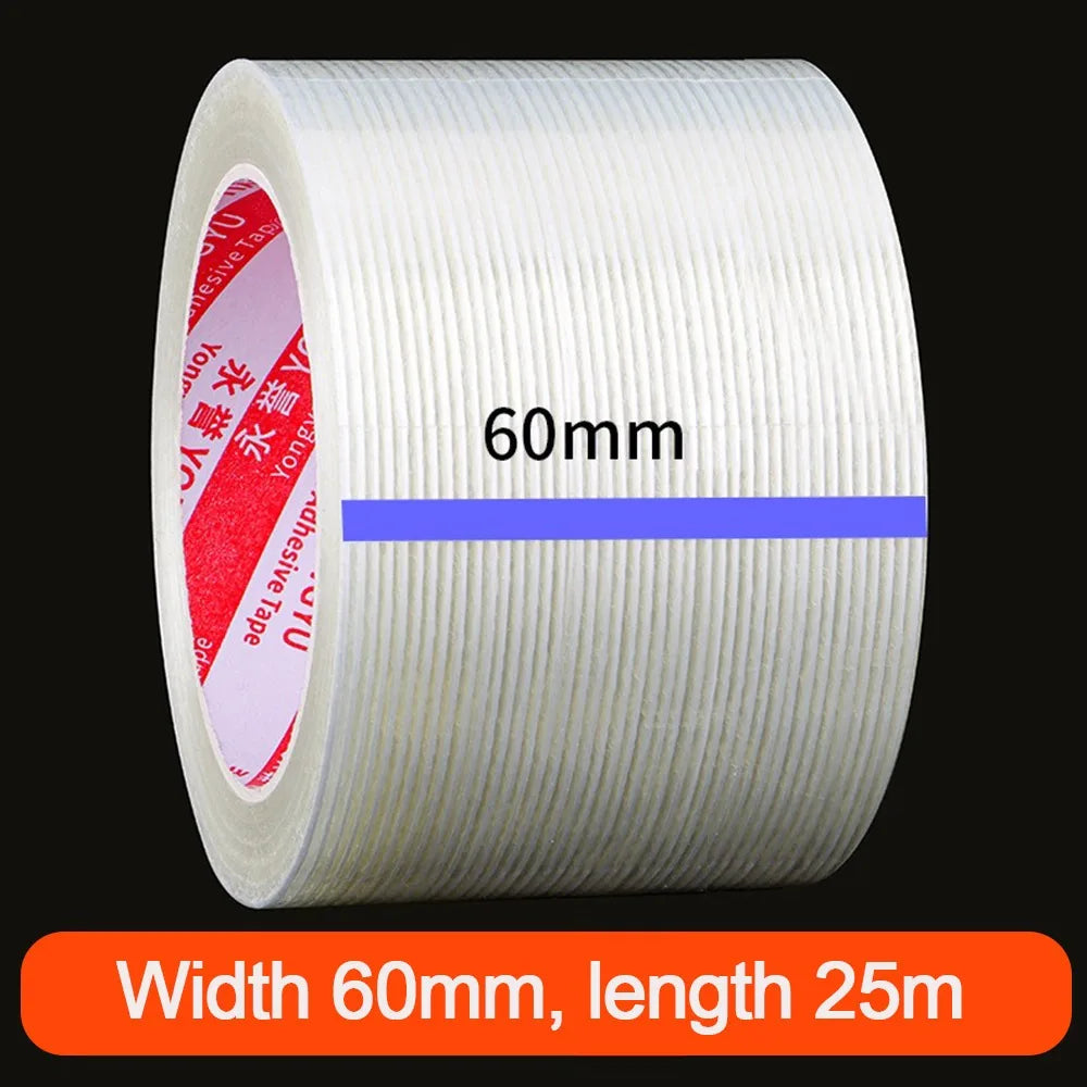 New Strong Stripes Fiberglass Tape Single-sided High Temperature Resistance Strapping Tape 25M Fixed Seal Oasis Select 60MM