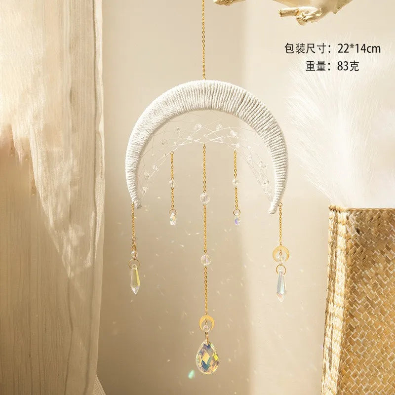 Natural Gravel Hourglass Blue Lotus Big Moon Pendant Garden Sun Catcher Crystal Ball Decoration Wind Chimes Oasis Select ms084