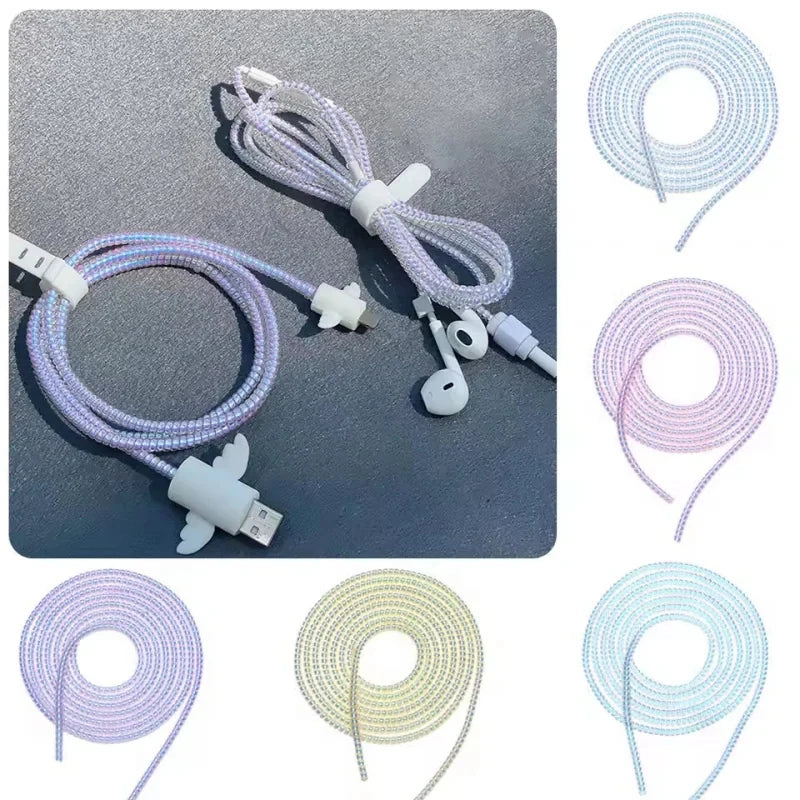 2/1Pcs 1.6M Laser Cable Protectors Spiral Data Cable Organizer Wrap Universal Phone Charger Cord Saver Sleeve Oasis Select