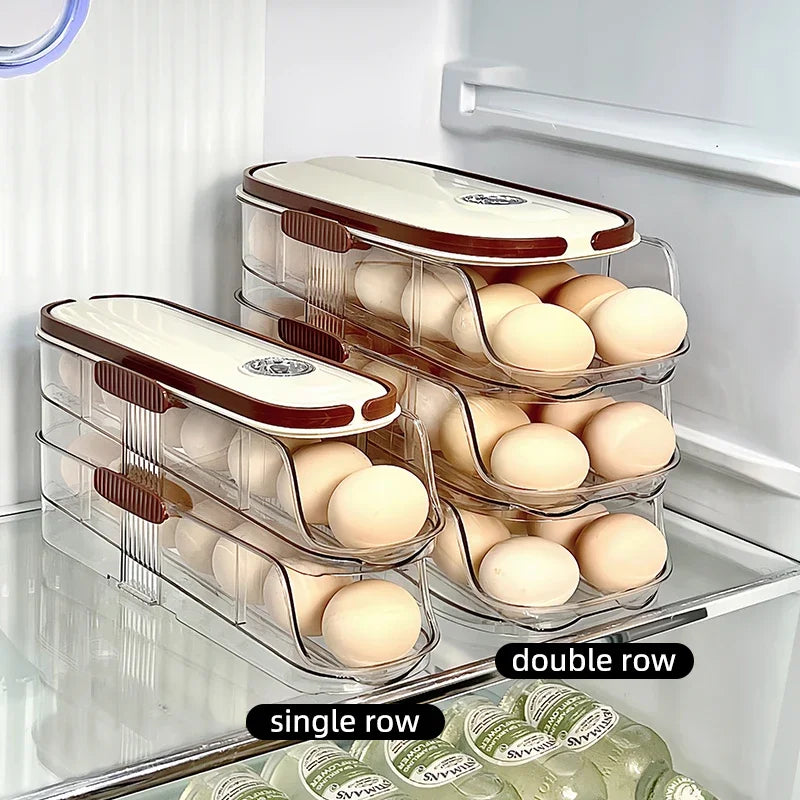 1 Pcs Egg Storage Box Automatic Rolling Refrigerator Egg Rack Storage Hand-held Egg Refrigerator Side Door Storage Rack Oasis Select