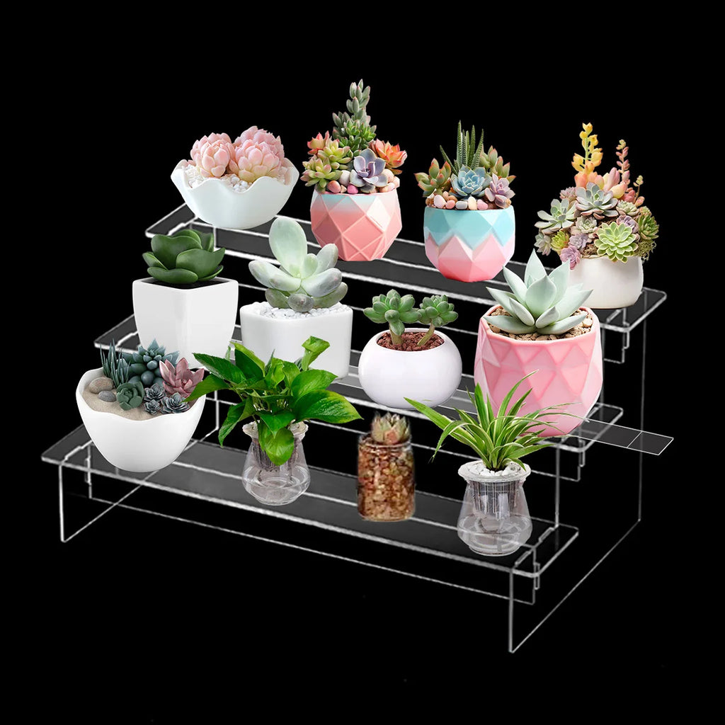 1pc,Transparent acrylic display rack, perfume, doll statue, cosmetics storage rack, ladder display rack Oasis Select