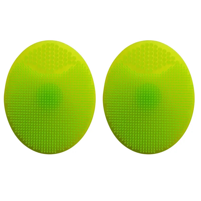 1/2pcs Shampoo Brush for Baby Infant Bathing Soft Silicone Boys Kids Shower Brush Head Hair Washing Massage Brushes Wipe Comb Oasis Select green-2pcs