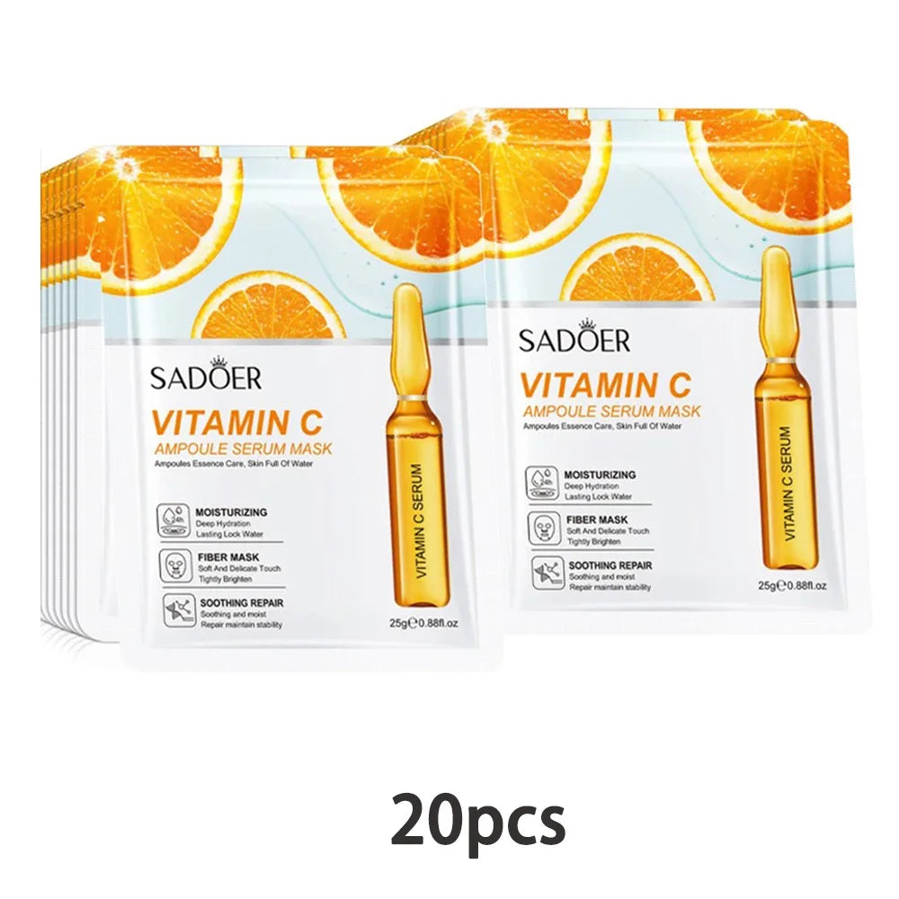 10/20/30pcs 24K Gold Vitamin C Hyaluronic Acid Face Mask Facial Moisturizing Firming Hydrating Facial Masks Skin Care Products Oasis Select Type C 20pcs
