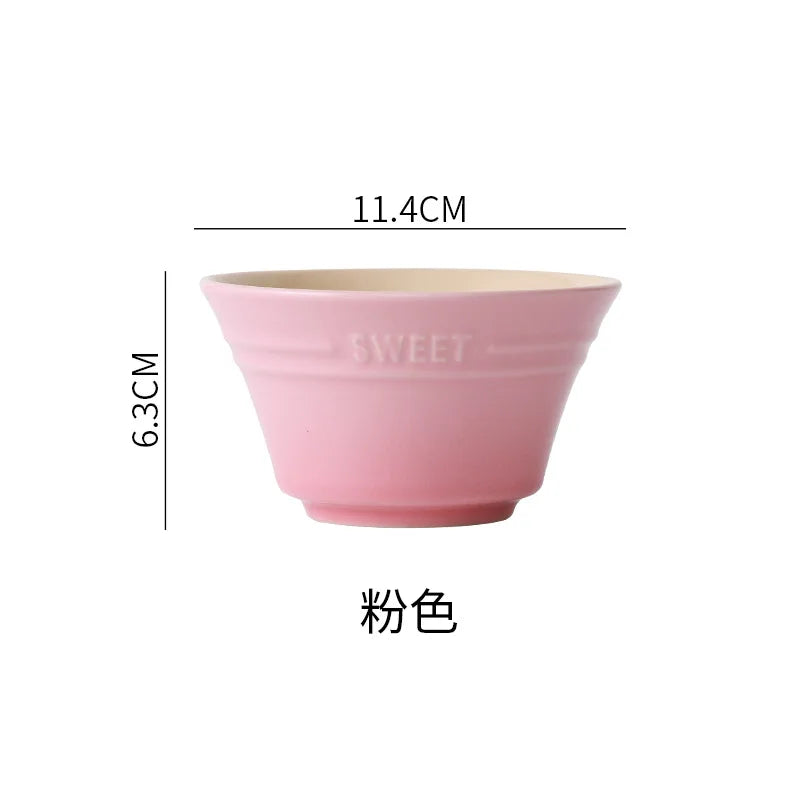 300ML Rainbow Gradient Color Dishes Rice Bowl Tableware Japanese Ramen Bowls Kitchen Dessert Salad Steamed Egg Bowl Tableware Oasis Select Pink