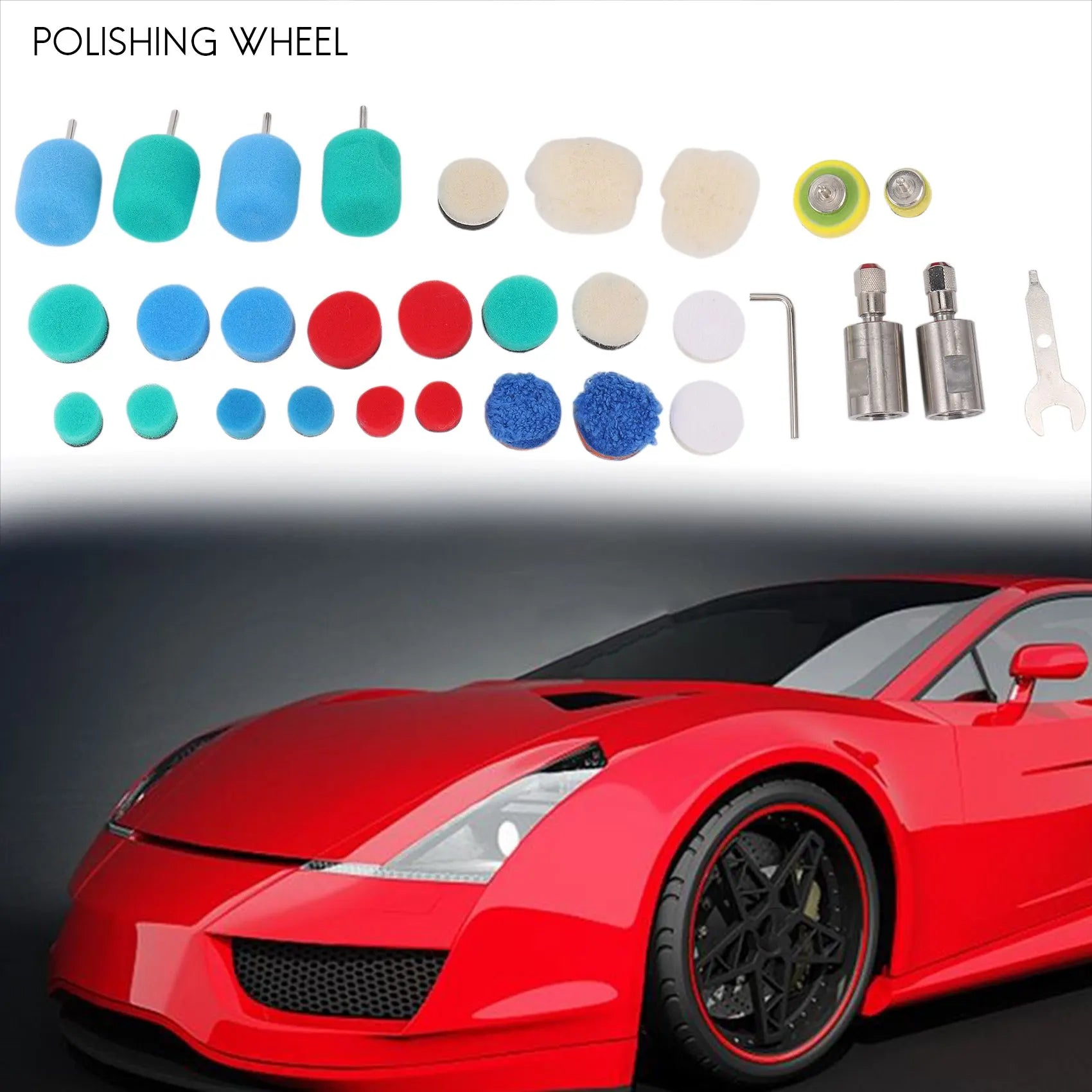 LIKE WISH Mini Detail Polisher Shaft, Car Foam Drill Polishing Pad Kit With 5/8Inch&M14 Thread, For Rotary Tool/Polishing Machin Oasis Select