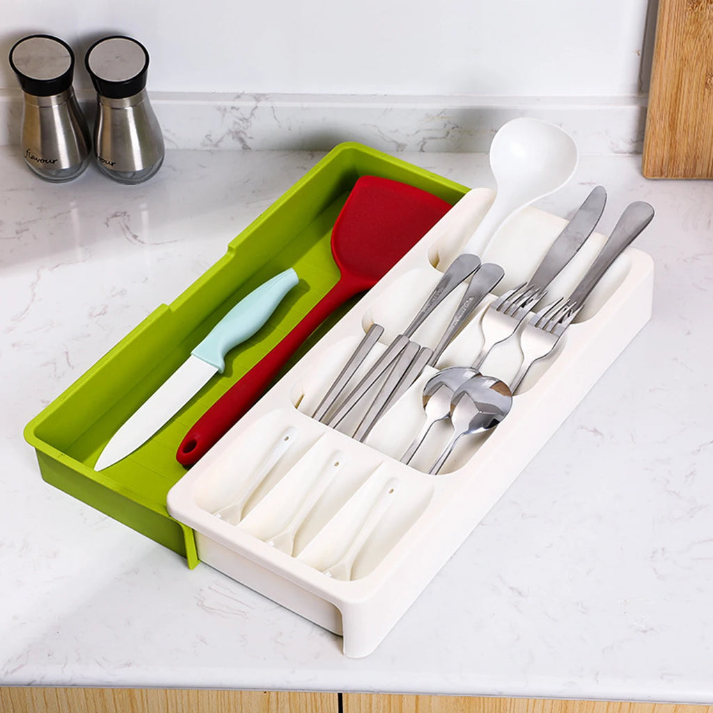 Kitchen Retractable Knife, Fork, Spoon Separation And Sorting Tableware Storage Box Oasis Select