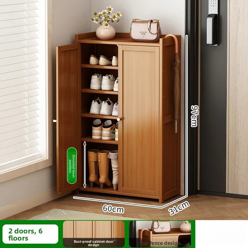 Durable Shoe Cabinet, Nanzhu Shoe Rack At The Entrance Of The Home, Storage Artifact, Space-saving And Dust-proof Entry Oasis Select Door 2-6