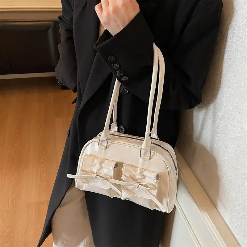 Vintage PU Leather Shoulder Tote Bag | Large Women's Handbag