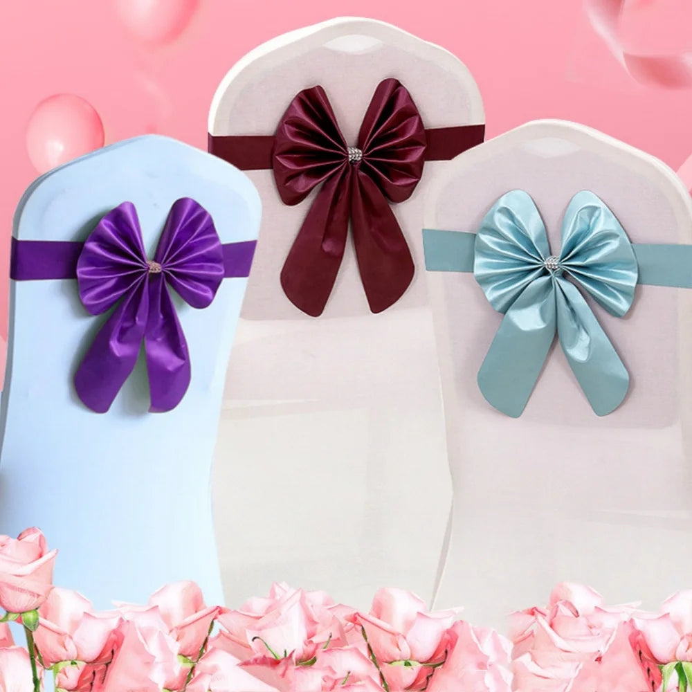 New Sashes Elastic Bow Tie Ready Made Chair Sashes Band For Wedding Party Hotel Banquet Event Decoration Oasis Select