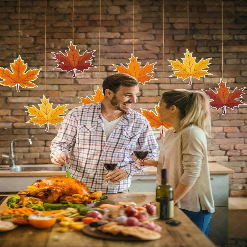 16 PCS Paper Leaves Fall Leaves Fall Thanksgiving Hanging Ceiling Decor for Autumn Harvest Party Classroom Home Supplies Oasis Select