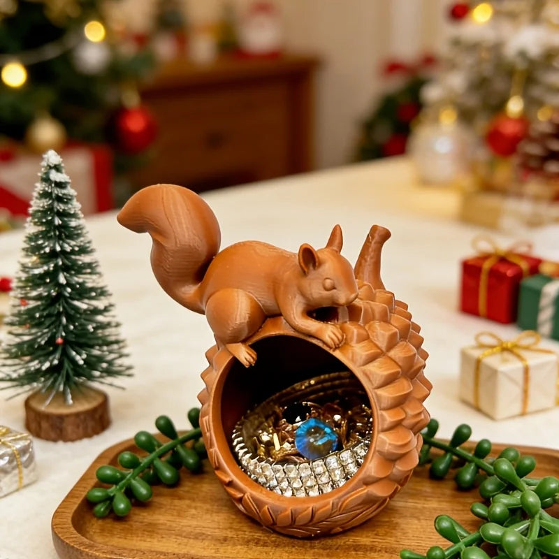 Cute Squirrel on Acorn Jewelry Holder Jewelry Bowl Trinket Dish Decorative Earrings ring Organizer for Vanity Desk Entryway Gift Oasis Select