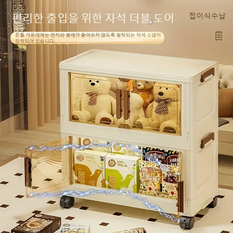 Foldable Storage Box with Clear Door - Spacious, Durable, and Easy-to-Assemble - Ideal for Organizing Clothes, Books, Toys, and Oasis Select