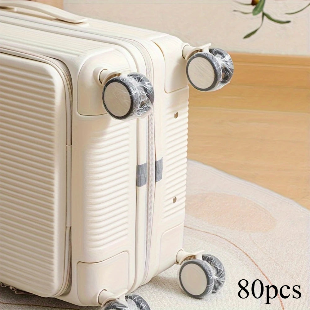 50/80pcs Luggage Wheel Covers - Dustproof Suitcase Protectors Wheel, Disposable Travel Accessories for Trolley Cases Oasis Select 80pcs