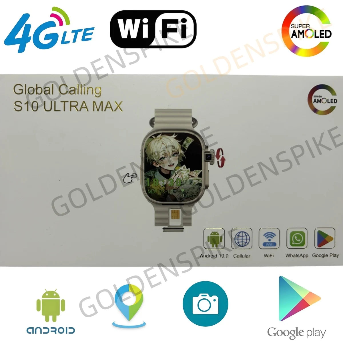 GOLDENSPIKE S10 Ultra MAX 4G Android Smartwatch | GPS WiFi Camera