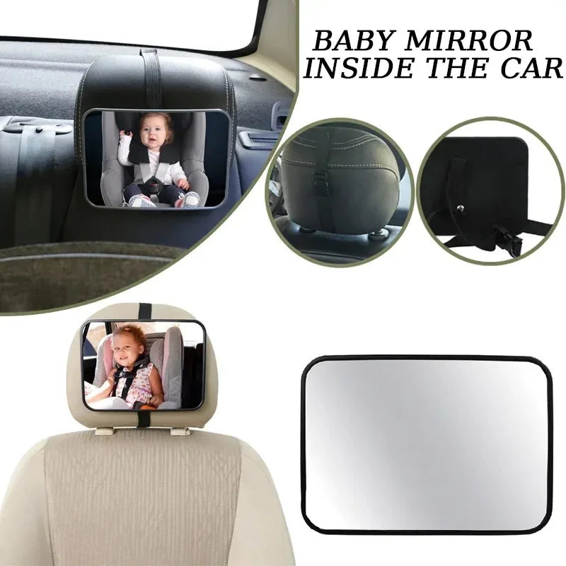 Universal Wide View Adjustable Car Seat Baby Mirror Headrest Mount Safety Monitor Interior Back Rearview for Infant Child Oasis Select