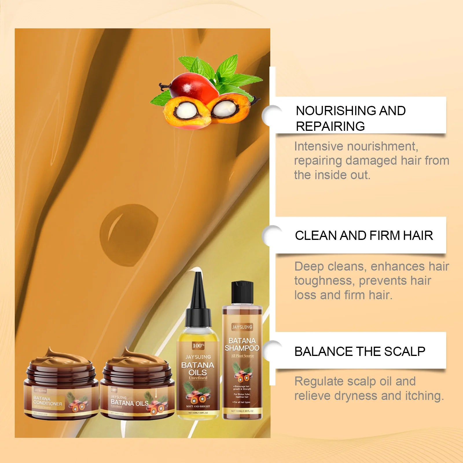 Jaysuing Batana Oil Hair Set – Shampoo, Mask, Serum & Oil Hair Care Set Oasis Select