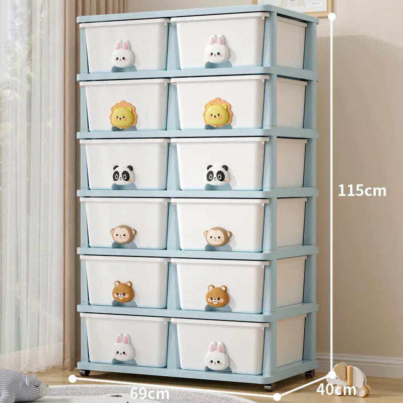 Locker Children's Baby Clothes Storage Box Bedside Table Cross-border Drawer Layered Storage Cabinet Cabinet Locker Oasis Select Doublerow6thfloor